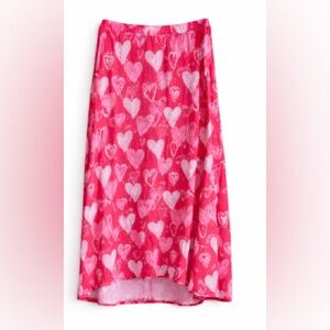 New York & Company Heart Print High-Low Skirt | Size XL | NWOT